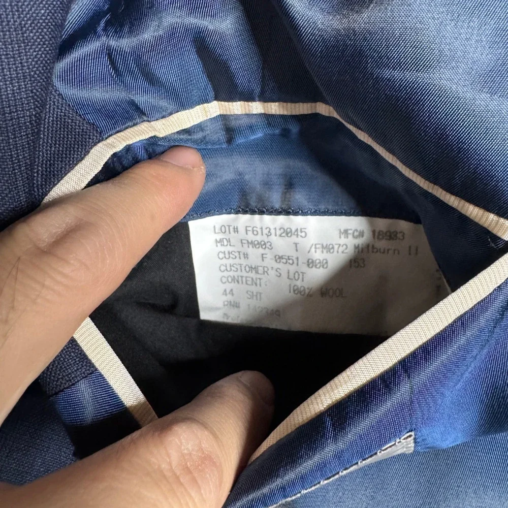 Hickey‎ Freeman Mens Navy Wool Suit Jacket Blazer Size 44S